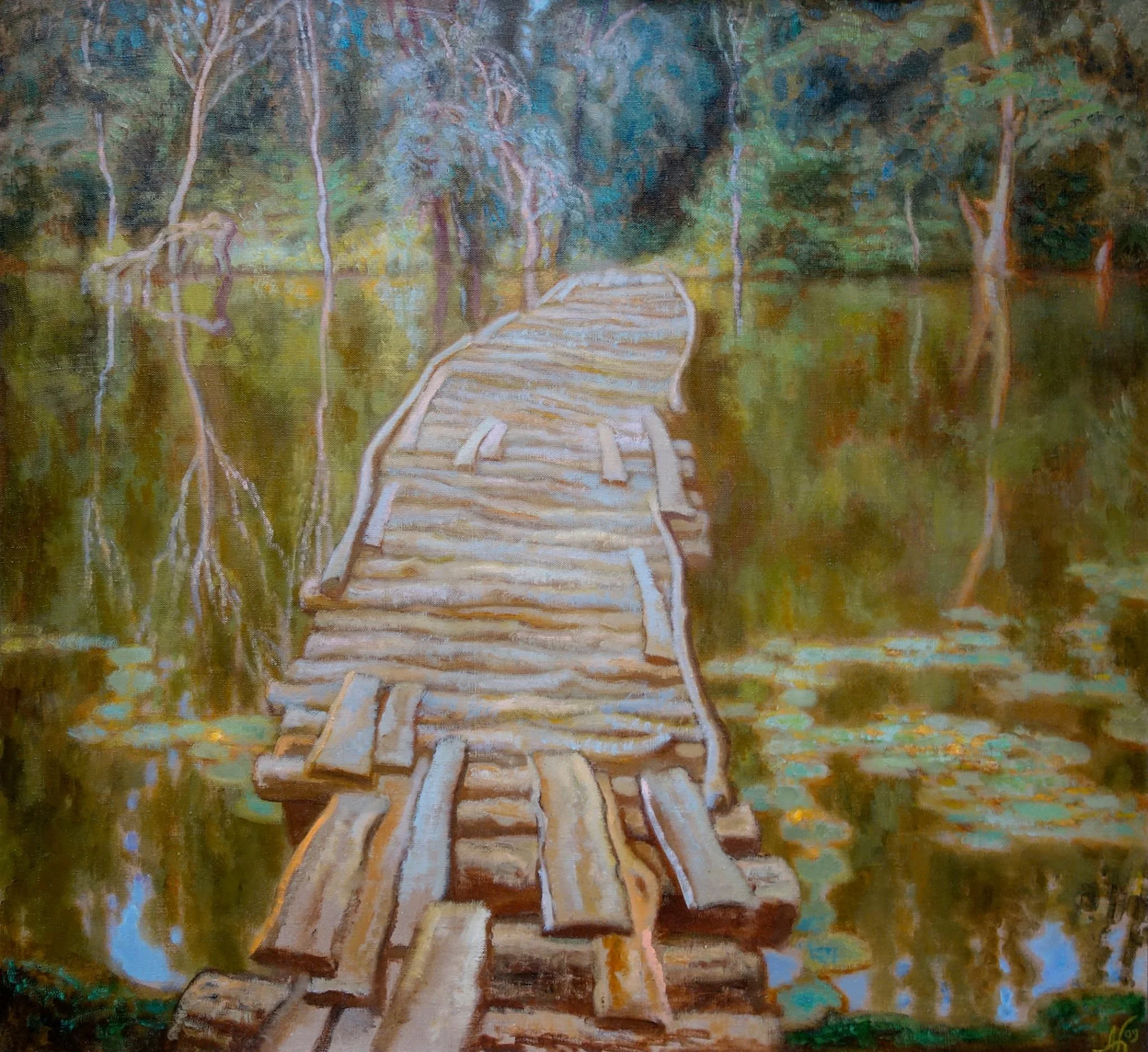 Footbridges on a Forest Lake by Borys Mykhaylov