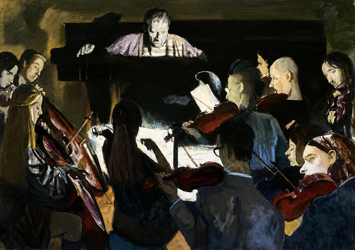 Orchestra in a Shelter during a Blackout by Yevgen Piskunov